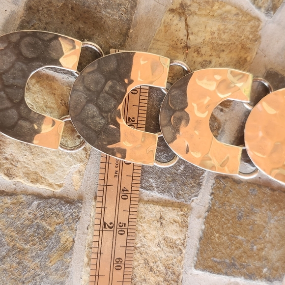 Sterling Silver hammered Link Bracelet - Picture 8 of 16